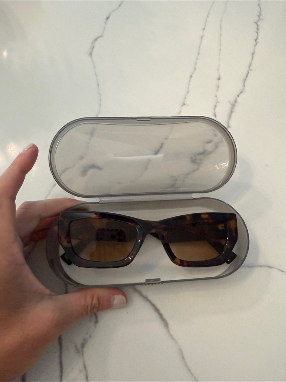 Miu Miu Style Tortoiseshell Sunglasses with Gold Logo Accents - Brown Lenses - Picture 5 of 6